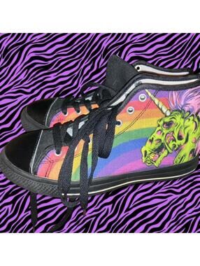 Custom Printed Rainbow Zombie Unicorn Women's Hight tops